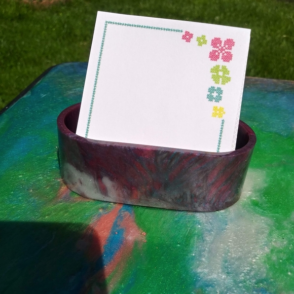 Purple Post It Note Holder Organizer Resin Art Handmade Cute Office Desk - Picture 8 of 12